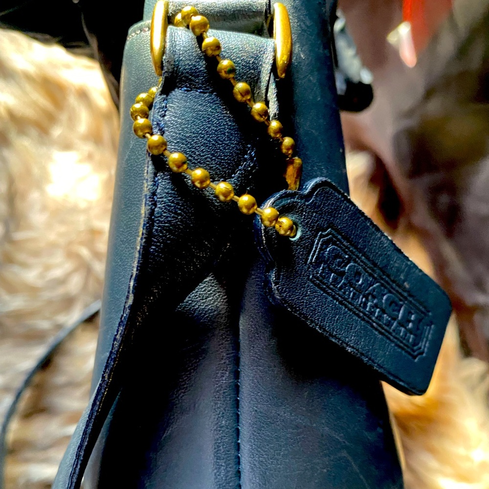 Navy Coach Crossbody Leather Purse